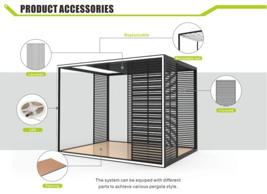 Kit per tetto a persiana telecomandato per pergola, pop-up riutilizzabile automatico per esterni in alluminio, usato in vendita Gazebo in alluminio SPA