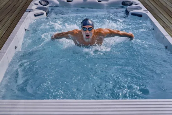 Piscina all'ingrosso Sunrans Coutryard, vasca idromassaggio Balboa a doppia zona, per 4 persone, idroterapia, nuoto SPA all'aperto